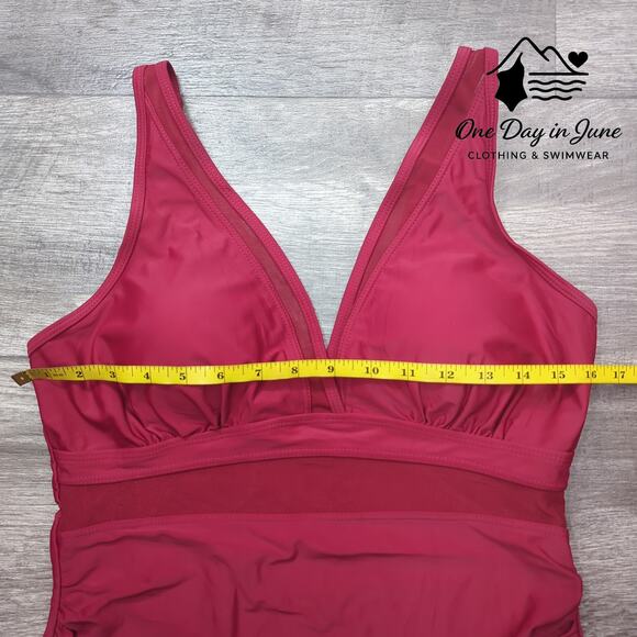 Charmleaks V Neck Mesh One Piece Swimsuit Size L - Picture 3 of 5